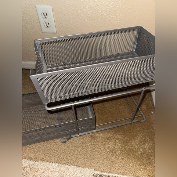 SIMPLE HOUSEWARE 2 Tier Sliding Cabinet Basket Organizer Drawer, Silver - Picture 11 of 15